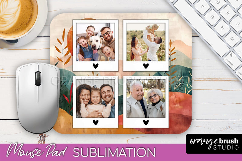 Photo Mouse Pad Sublimation, Boho Mouse Pad Picture Frame Sublimation OrangeBrushStudio 