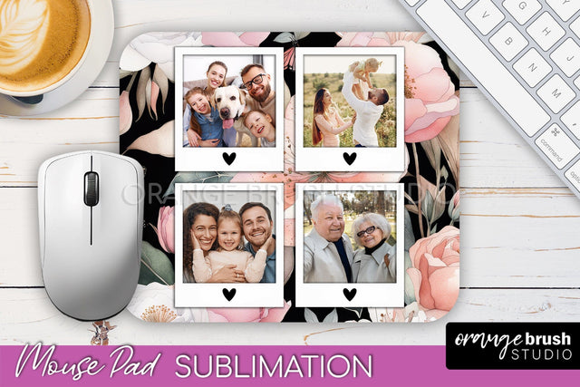 Photo Mouse Pad Sublimation, Floral Mouse Pad Picture Frame Sublimation OrangeBrushStudio 