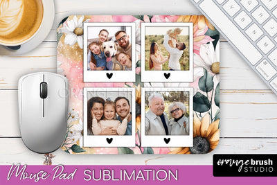 Photo Mouse Pad Sublimation, Floral Mouse Pad Picture Frame Sublimation OrangeBrushStudio 