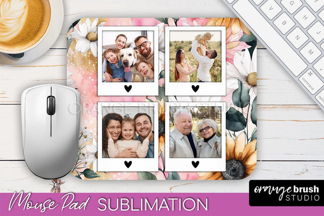 Photo Mouse Pad Sublimation, Floral Mouse Pad Picture Frame Sublimation OrangeBrushStudio 