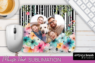 Photo Mouse Pad Sublimation, Floral Mouse Pad Picture Frame Sublimation OrangeBrushStudio 