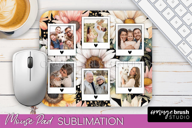Photo Mouse Pad Sublimation, Floral Mouse Pad Picture Frame Sublimation OrangeBrushStudio 