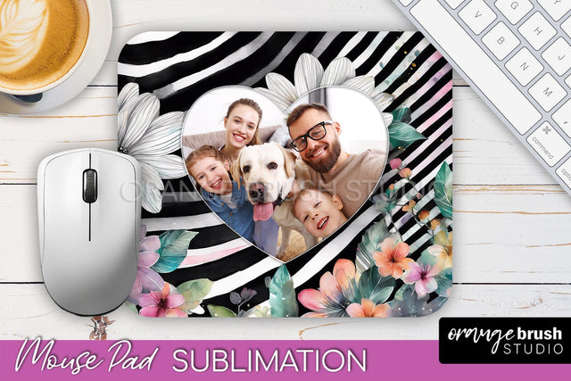 Photo Mouse Pad Sublimation, Floral Mouse Pad Picture Frame Sublimation OrangeBrushStudio 