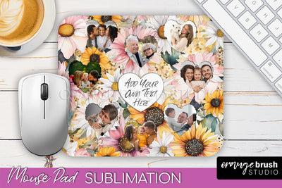 Photo Mouse Pad Sublimation, Floral Mouse Pad Picture Frame Sublimation OrangeBrushStudio 