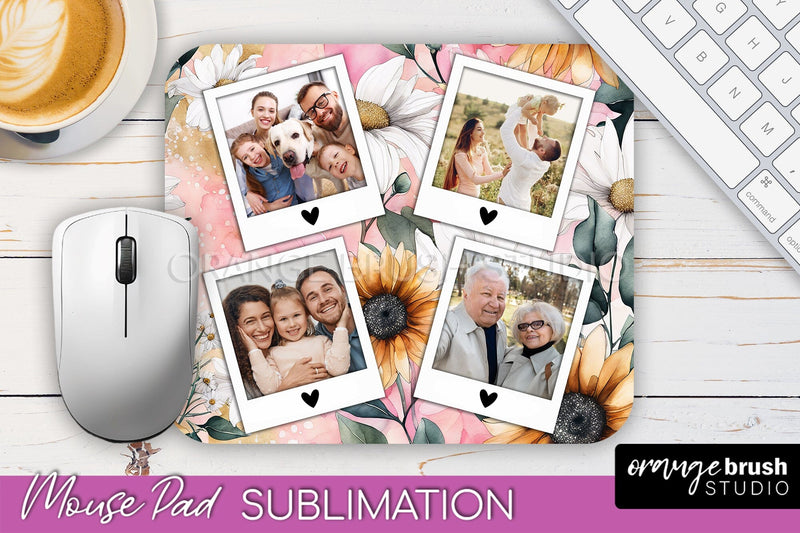 Photo Mouse Pad Sublimation, Floral Mouse Pad Picture Frame Sublimation OrangeBrushStudio 