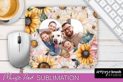 Photo Mouse Pad Sublimation, Floral Mouse Pad Picture Frame Sublimation OrangeBrushStudio 