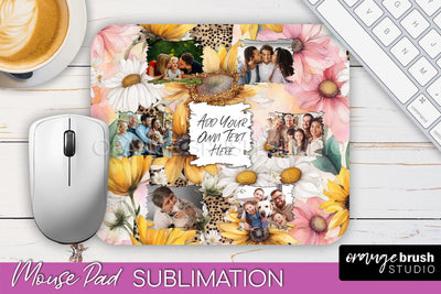 Photo Mouse Pad Sublimation, Floral Mouse Pad Picture Frame Sublimation OrangeBrushStudio 
