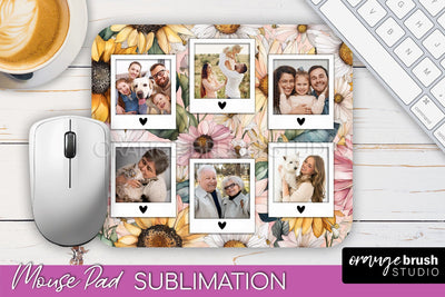 Photo Mouse Pad Sublimation, Floral Mouse Pad Picture Frame Sublimation OrangeBrushStudio 