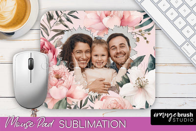 Photo Mouse Pad Sublimation, Floral Mouse Pad Picture Frame Sublimation OrangeBrushStudio 
