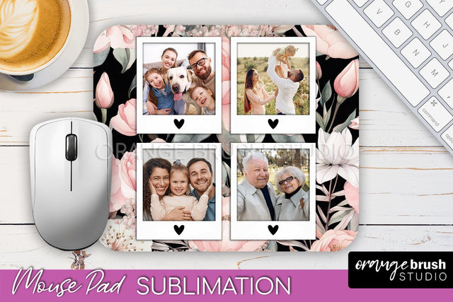 Photo Mouse Pad Sublimation, Floral Mouse Pad Picture Frame Sublimation OrangeBrushStudio 