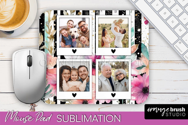 Photo Mouse Pad Sublimation, Floral Mouse Pad Picture Frame Sublimation OrangeBrushStudio 