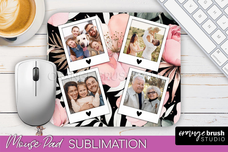 Photo Mouse Pad Sublimation, Floral Mouse Pad Picture Frame Sublimation OrangeBrushStudio 