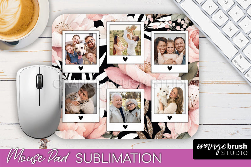 Photo Mouse Pad Sublimation, Floral Mouse Pad Picture Frame Sublimation OrangeBrushStudio 