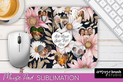 Photo Mouse Pad Sublimation, Floral Mouse Pad Picture Frame Sublimation OrangeBrushStudio 