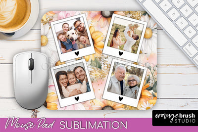 Photo Mouse Pad Sublimation, Floral Mouse Pad Picture Frame Sublimation OrangeBrushStudio 