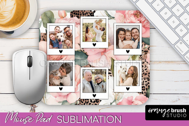 Photo Mouse Pad Sublimation, Floral Mouse Pad Picture Frame Sublimation OrangeBrushStudio 