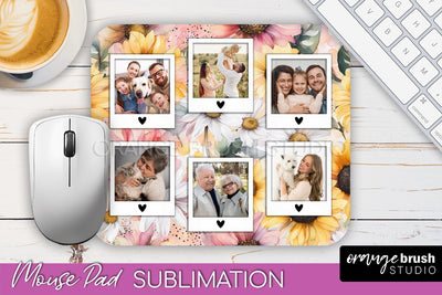 Photo Mouse Pad Sublimation, Floral Mouse Pad Picture Frame Sublimation OrangeBrushStudio 