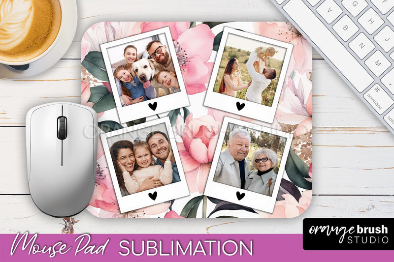 Photo Mouse Pad Sublimation, Floral Mouse Pad Picture Frame Sublimation OrangeBrushStudio 