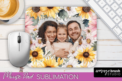 Photo Mouse Pad Sublimation, Floral Mouse Pad Picture Frame Sublimation OrangeBrushStudio 
