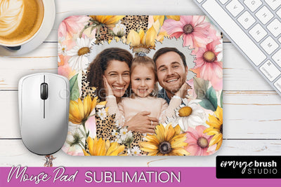 Photo Mouse Pad Sublimation, Floral Mouse Pad Picture Frame Sublimation OrangeBrushStudio 