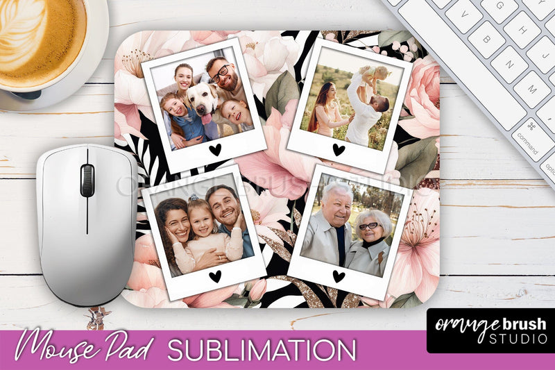 Photo Mouse Pad Sublimation, Floral Mouse Pad Picture Frame Sublimation OrangeBrushStudio 