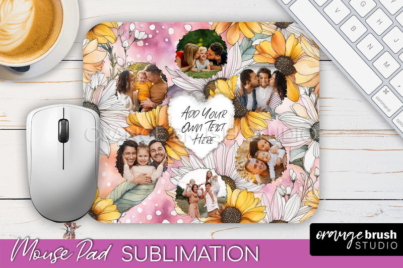 Photo Mouse Pad Sublimation, Floral Mouse Pad Picture Frame Sublimation OrangeBrushStudio 