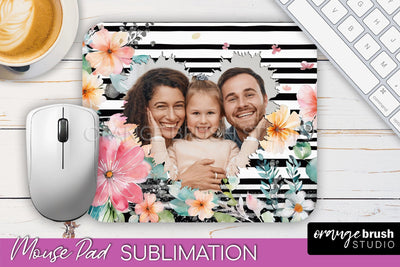 Photo Mouse Pad Sublimation, Floral Mouse Pad Picture Frame Sublimation OrangeBrushStudio 