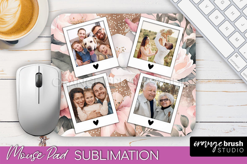Photo Mouse Pad Sublimation, Floral Mouse Pad Picture Frame Sublimation OrangeBrushStudio 