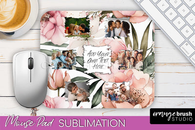 Photo Mouse Pad Sublimation, Floral Mouse Pad Picture Frame Sublimation OrangeBrushStudio 