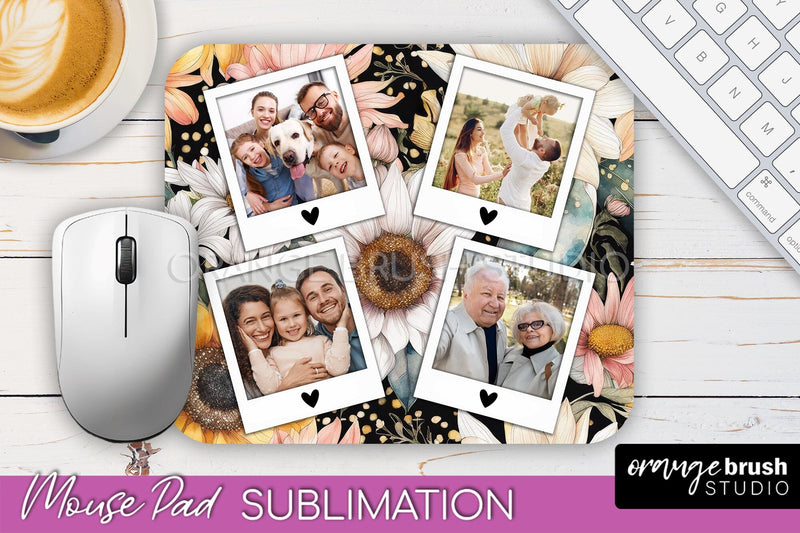 Photo Mouse Pad Sublimation, Floral Mouse Pad Picture Frame Sublimation OrangeBrushStudio 