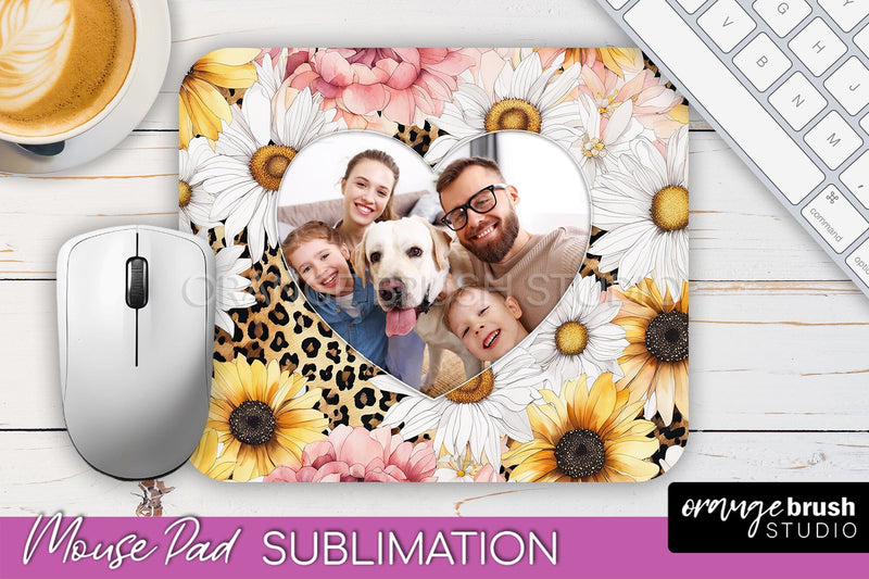 Photo Mouse Pad Sublimation, Floral Mouse Pad Picture Frame Sublimation OrangeBrushStudio 