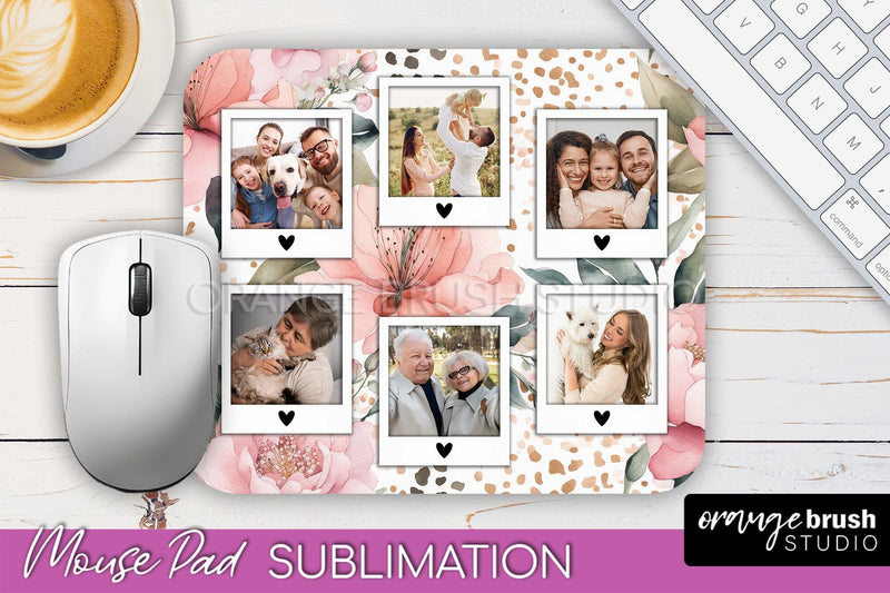 Photo Mouse Pad Sublimation, Floral Mouse Pad Picture Frame Sublimation OrangeBrushStudio 