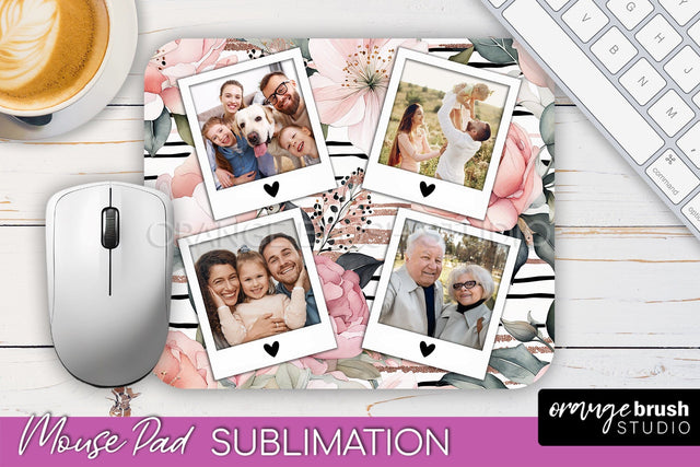 Photo Mouse Pad Sublimation, Floral Mouse Pad Picture Frame Sublimation OrangeBrushStudio 