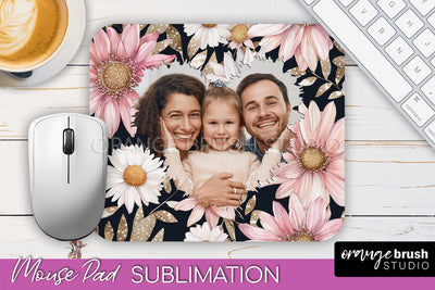 Photo Mouse Pad Sublimation, Floral Mouse Pad Picture Frame Sublimation OrangeBrushStudio 