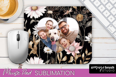 Photo Mouse Pad Sublimation, Floral Mouse Pad Picture Frame Sublimation OrangeBrushStudio 