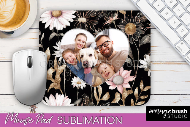 Photo Mouse Pad Sublimation, Floral Mouse Pad Picture Frame Sublimation OrangeBrushStudio 