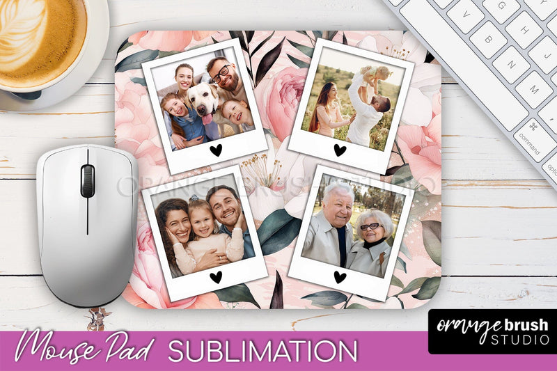 Photo Mouse Pad Sublimation, Floral Mouse Pad Picture Frame Sublimation OrangeBrushStudio 