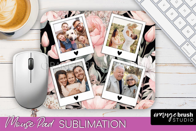 Photo Mouse Pad Sublimation, Floral Mouse Pad Picture Frame Sublimation OrangeBrushStudio 