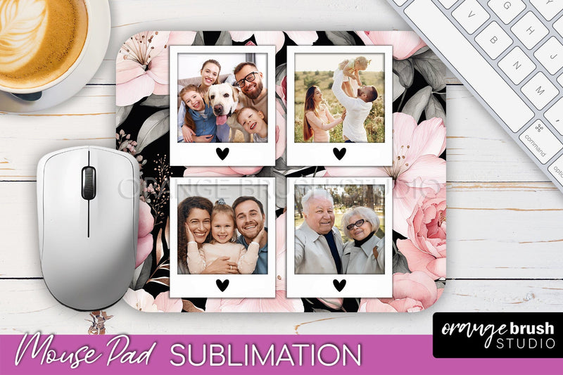 Photo Mouse Pad Sublimation, Floral Mouse Pad Picture Frame Sublimation OrangeBrushStudio 