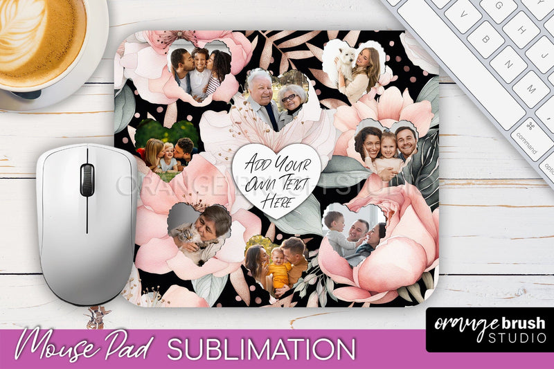 Photo Mouse Pad Sublimation, Floral Mouse Pad Picture Frame Sublimation OrangeBrushStudio 