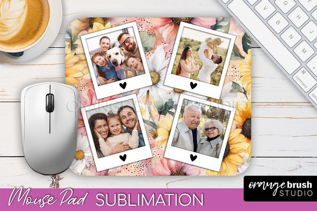 Photo Mouse Pad Sublimation, Floral Mouse Pad Picture Frame Sublimation OrangeBrushStudio 