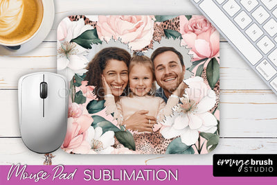Photo Mouse Pad Sublimation, Floral Mouse Pad Picture Frame Sublimation OrangeBrushStudio 