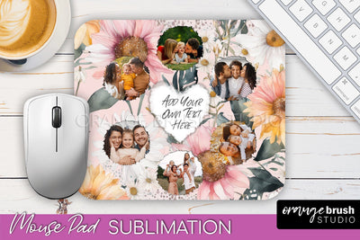 Photo Mouse Pad Sublimation, Floral Mouse Pad Picture Frame Sublimation OrangeBrushStudio 