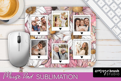 Photo Mouse Pad Sublimation, Floral Mouse Pad Picture Frame Sublimation OrangeBrushStudio 