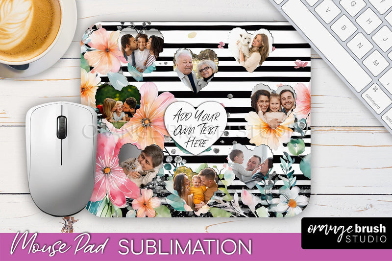 Photo Mouse Pad Sublimation, Floral Mouse Pad Picture Frame Sublimation OrangeBrushStudio 
