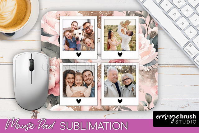 Photo Mouse Pad Sublimation, Floral Mouse Pad Picture Frame Sublimation OrangeBrushStudio 