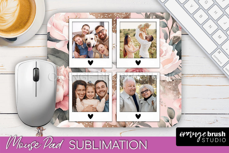 Photo Mouse Pad Sublimation, Floral Mouse Pad Picture Frame Sublimation OrangeBrushStudio 