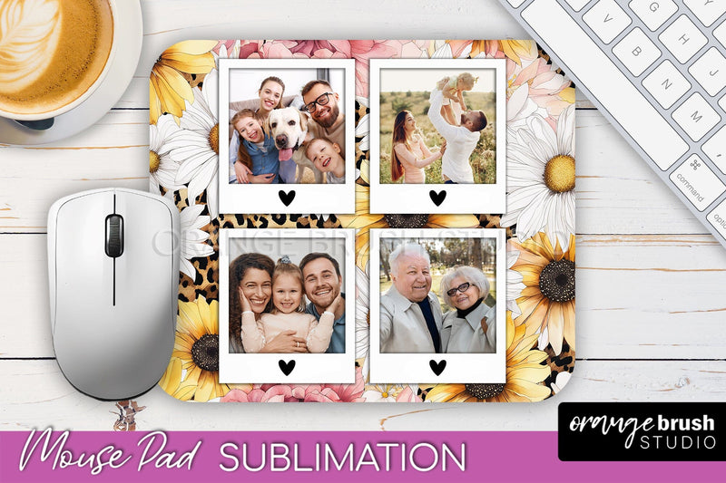 Photo Mouse Pad Sublimation, Floral Mouse Pad Picture Frame Sublimation OrangeBrushStudio 