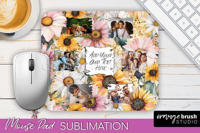 Photo Mouse Pad Sublimation, Floral Mouse Pad Picture Frame Sublimation OrangeBrushStudio 