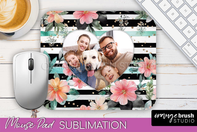 Photo Mouse Pad Sublimation, Floral Mouse Pad Picture Frame Sublimation OrangeBrushStudio 